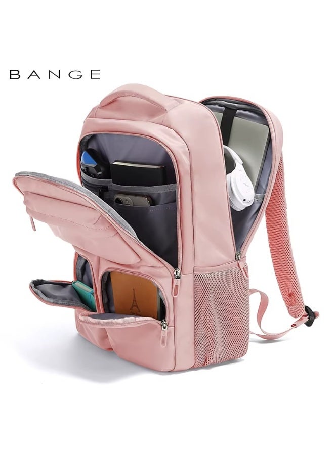 بانجي Bange 1807 Pink polyester unisex travel backpacks laptop waterproof - Image 3